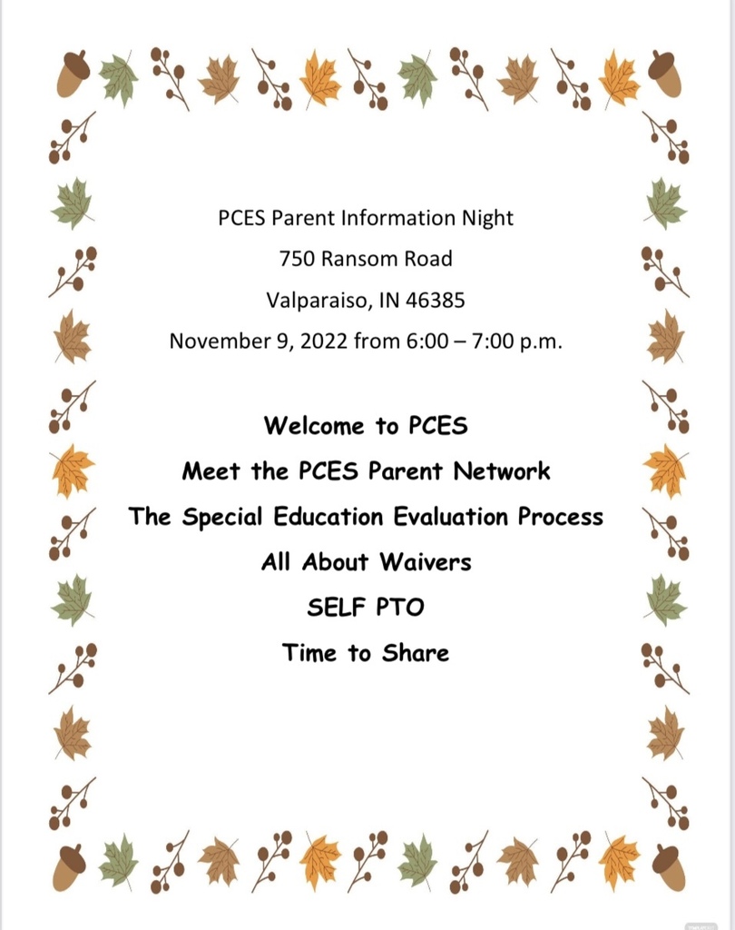 PCES Parent Night on 11/9/22